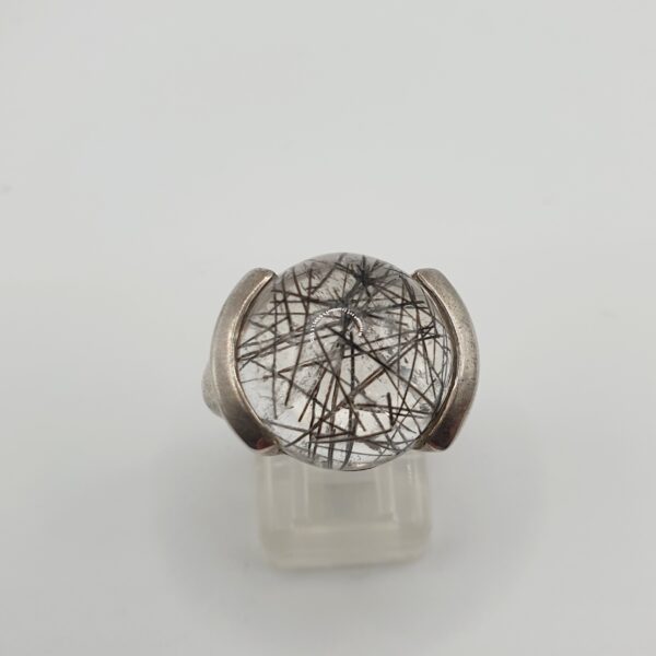 Bague Cristal à inclusions de Tourmaline noire